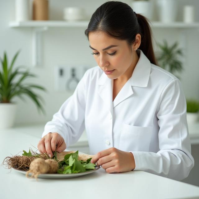 Kiz Detera analyzing dried herbs